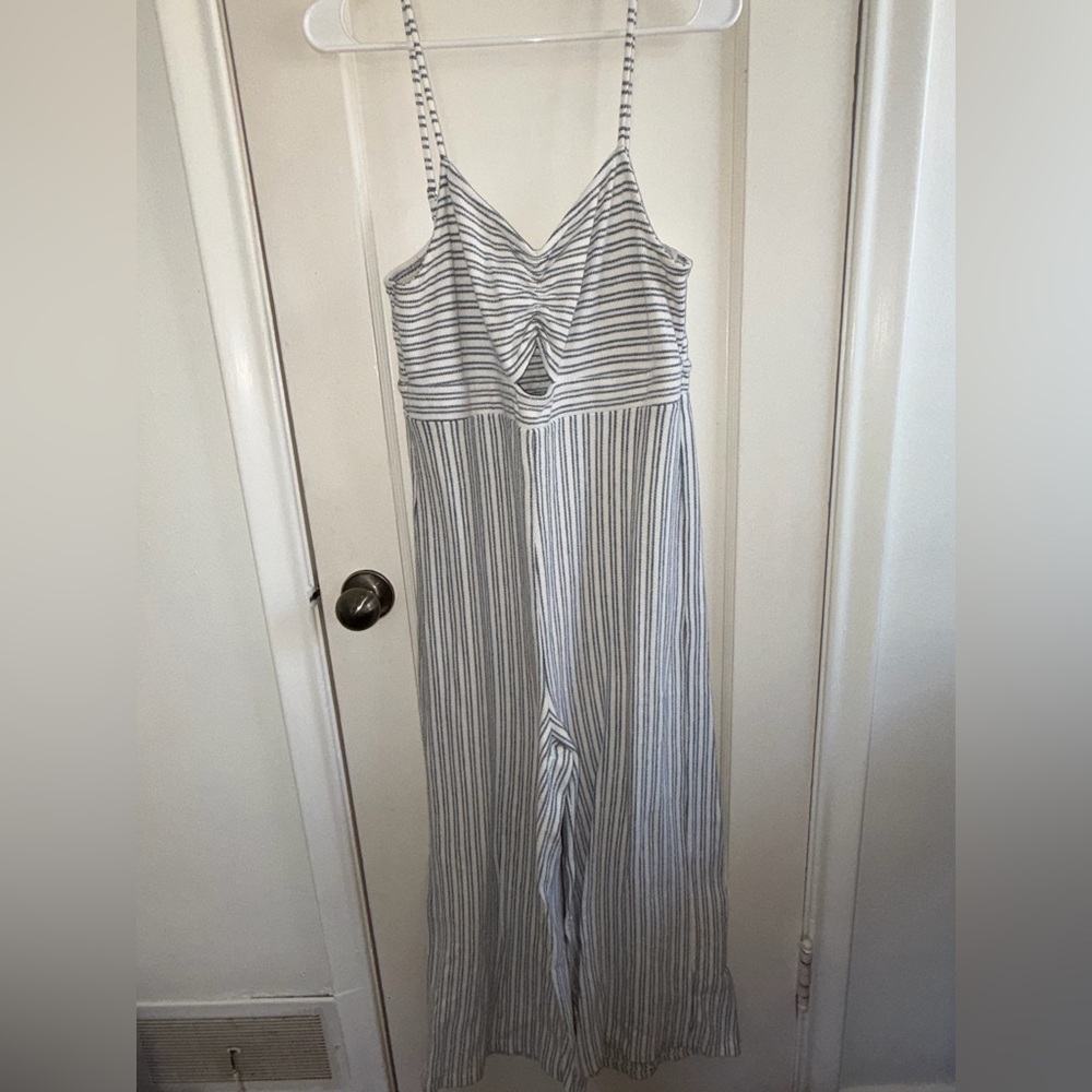 LOFT Beach Striped Jumpsuit